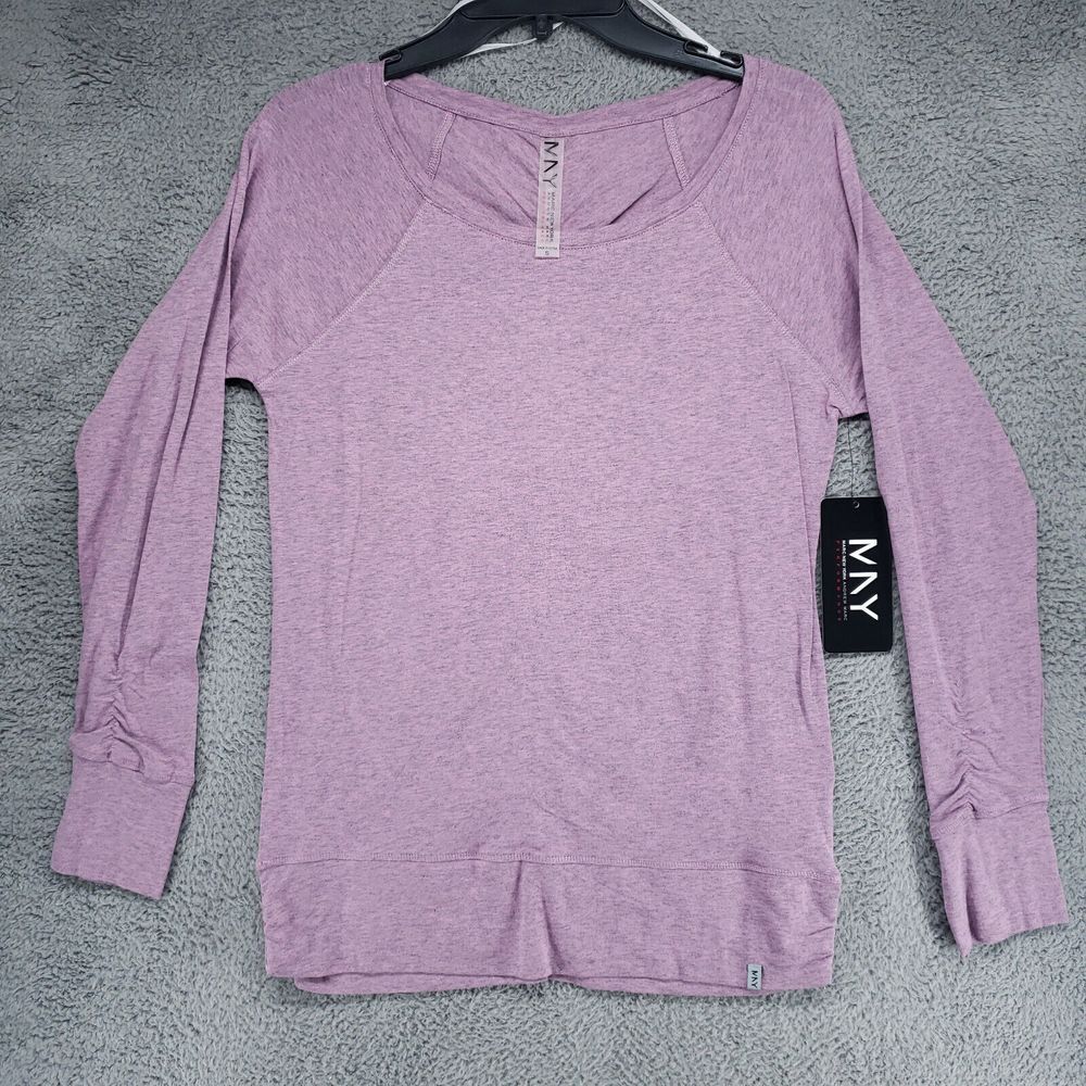 MNY Marc New York Long Sleeve Purple Cotton‎ Shirt Womens S Creased Back $44 NWT